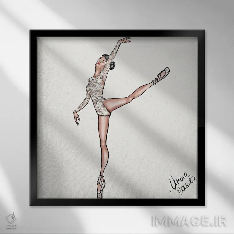 تابلو رقاص باله اثر آتلیه کنسولو (استودیو هنری) - نمای قابدار مشکی