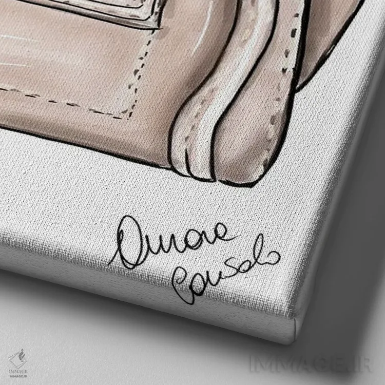 تابلو سلین من (احتمالاً "Céline" برند مد) اثر آتلیه کنسولو (استودیو هنری) - نمای نزدیک بافت بوم