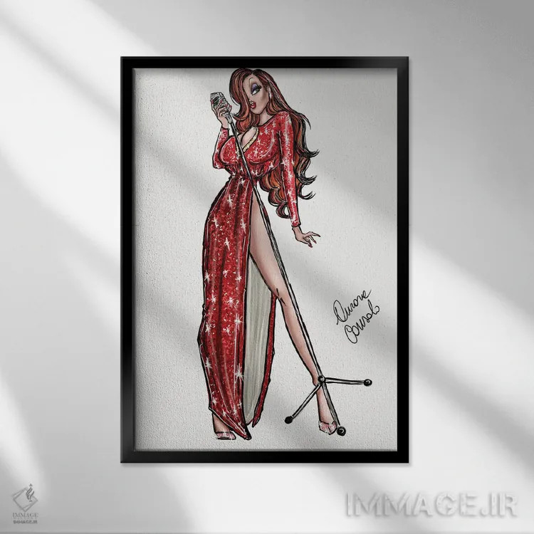 تابلو جسیکا ربیت (شخصیت کارتونی) اثر آتلیه کنسولو (استودیو هنری) - نمای قابدار مشکی