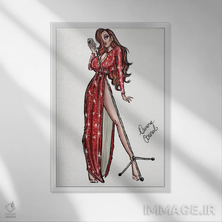 تابلو جسیکا ربیت (شخصیت کارتونی) اثر آتلیه کنسولو (استودیو هنری) - نمای قابدار سفید