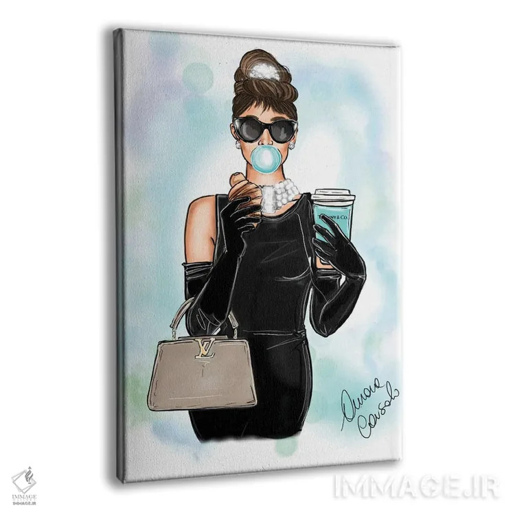 تابلو صبحانه در تیفانی (اشاره به رمان و فیلم) اثر آتلیه کنسولو (استودیو هنری) - نمای پرسپکتیو محصول