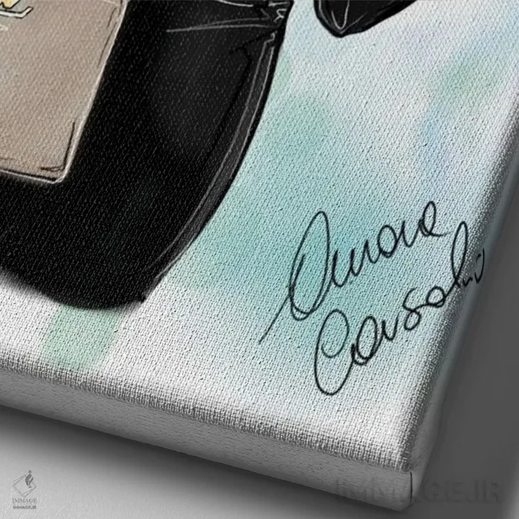 تابلو صبحانه در تیفانی (اشاره به رمان و فیلم) اثر آتلیه کنسولو (استودیو هنری) - نمای نزدیک بافت بوم