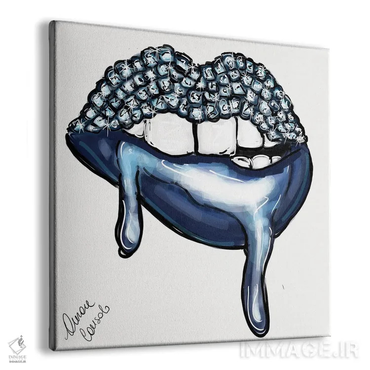 تابلو آبی چکهچکه اثر آتلیه کنسولو (استودیو هنری) - نمای پرسپکتیو محصول