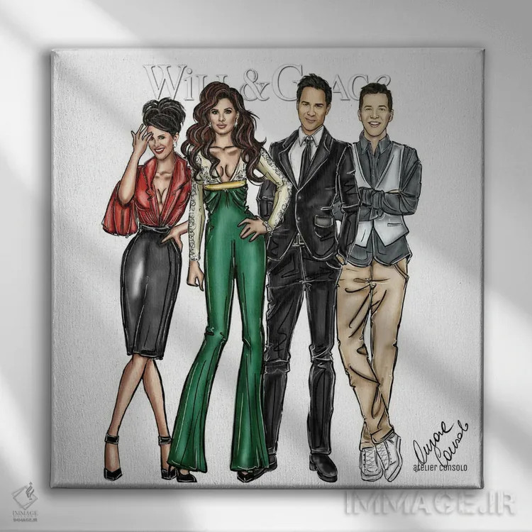 تابلو ویل و گریس (سریال تلویزیونی) اثر آتلیه کنسولو (استودیو هنری) - نمای روبهرو روی دیوار