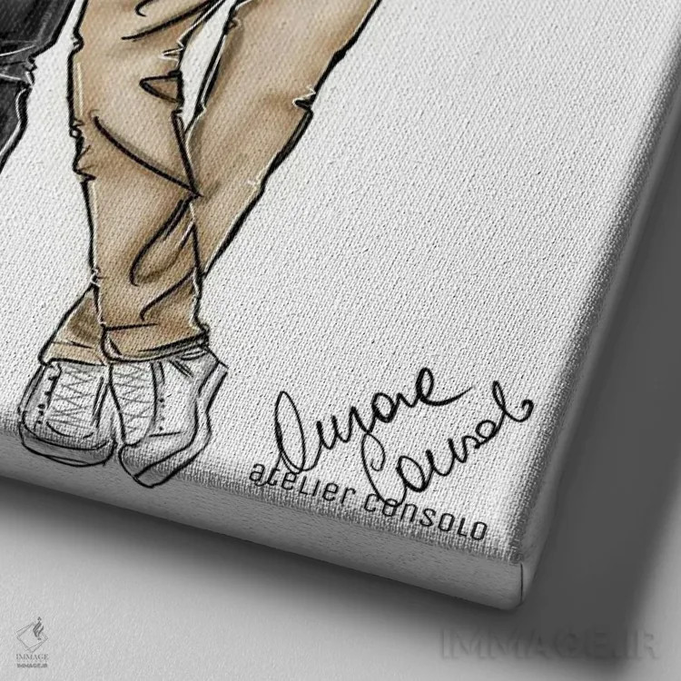 تابلو ویل و گریس (سریال تلویزیونی) اثر آتلیه کنسولو (استودیو هنری) - نمای نزدیک بافت بوم