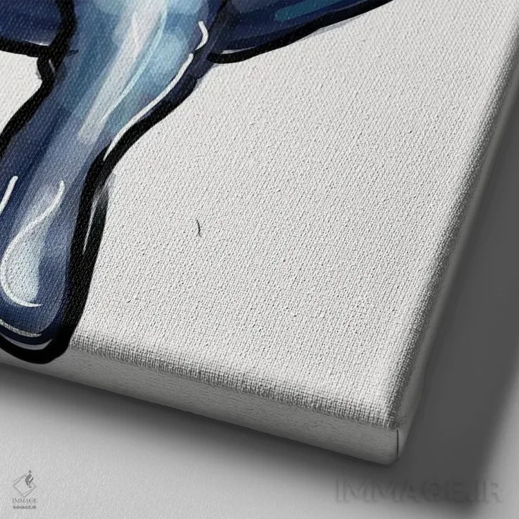 تابلو آبی چکهچکه اثر آتلیه کنسولو (استودیو هنری) - نمای نزدیک بافت بوم