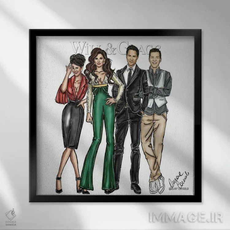 تابلو ویل و گریس (سریال تلویزیونی) اثر آتلیه کنسولو (استودیو هنری) - نمای قابدار مشکی