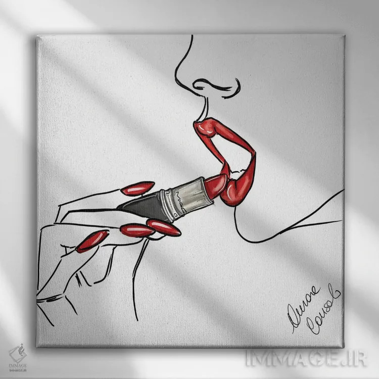 تابلو رژلب قرمز اثر آتلیه کنسولو (استودیو هنری) - نمای روبهرو روی دیوار