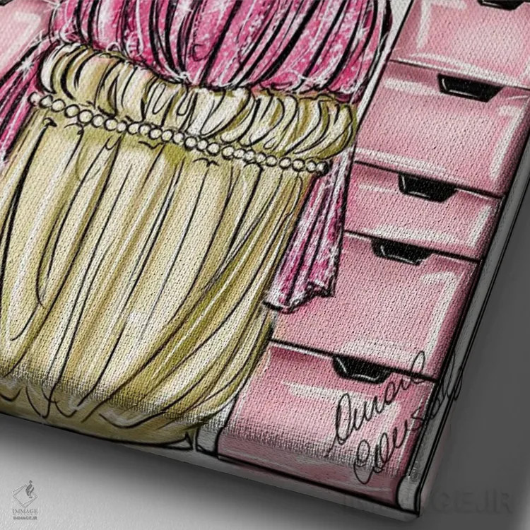 تابلو روتین زیبایی اثر آتلیه کنسولو (استودیو هنری) - نمای نزدیک بافت بوم