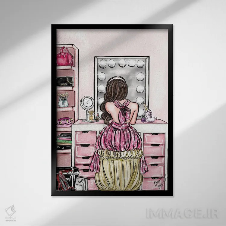 تابلو روتین زیبایی اثر آتلیه کنسولو (استودیو هنری) - نمای قابدار مشکی