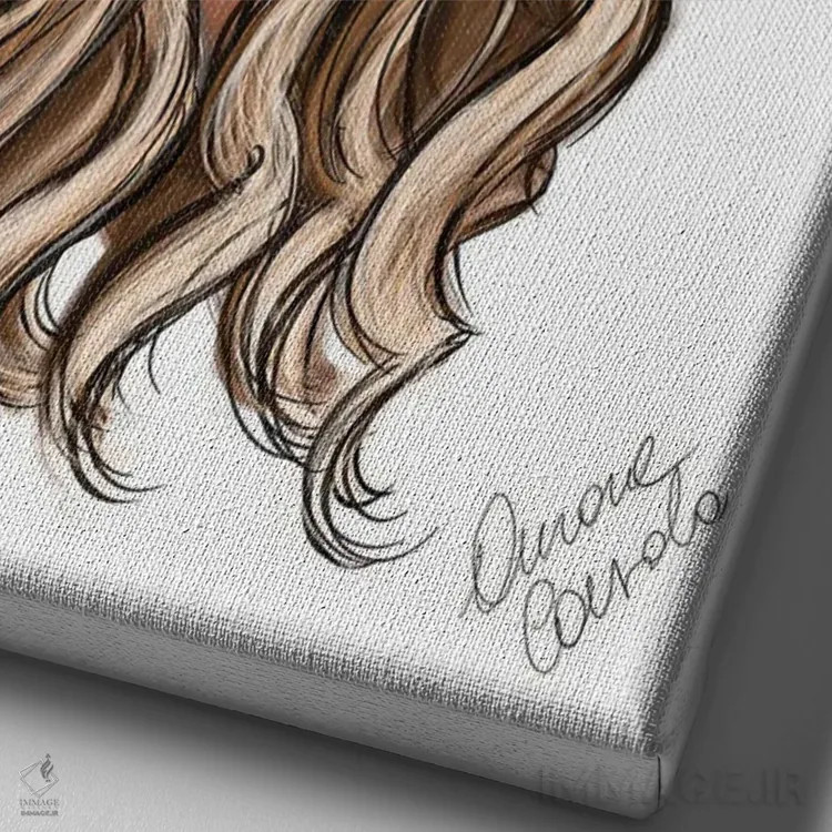 تابلو مو اثر آتلیه کنسولو (استودیو هنری) - نمای نزدیک بافت بوم