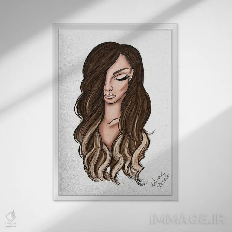 تابلو مو اثر آتلیه کنسولو (استودیو هنری) - نمای قابدار سفید