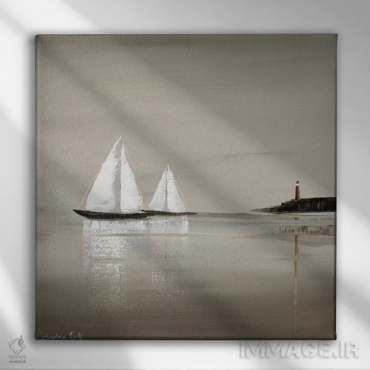 تابلو کشتیرانی خاکستری ۱ اثر آندریا کوک - نمای روبهرو روی دیوار