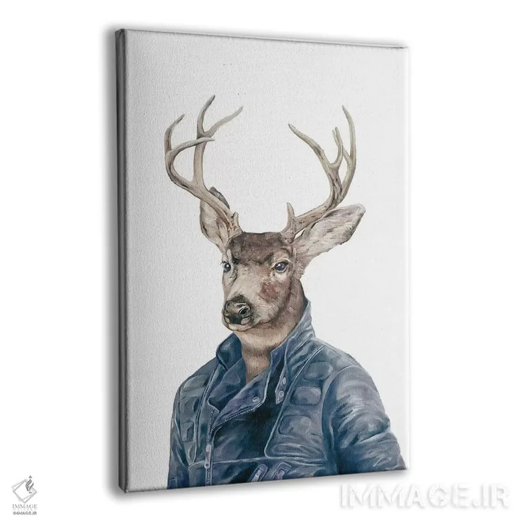 تابلو گوزن به رنگ سرمهای اثر انیمال کرو (گروه هنری/نام هنری) - نمای پرسپکتیو محصول