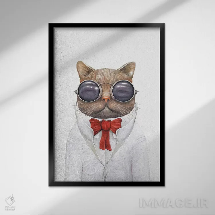 تابلو گربه ستارهای (فضایی) اثر انیمال کرو (گروه هنری/نام هنری) - نمای قابدار مشکی