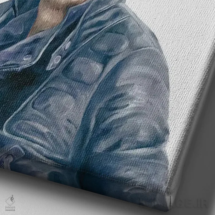 تابلو گوزن به رنگ سرمهای اثر انیمال کرو (گروه هنری/نام هنری) - نمای نزدیک بافت بوم