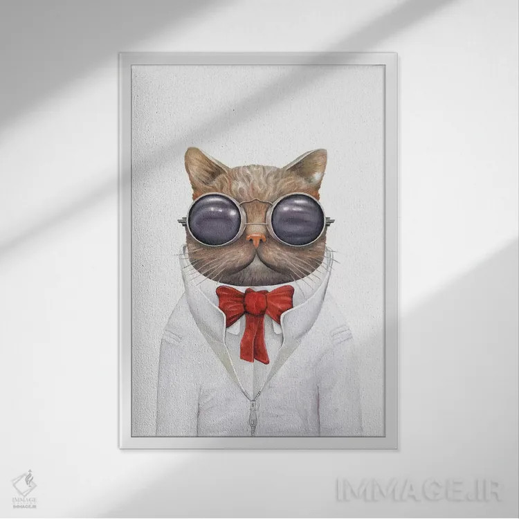 تابلو گربه ستارهای (فضایی) اثر انیمال کرو (گروه هنری/نام هنری) - نمای قابدار سفید