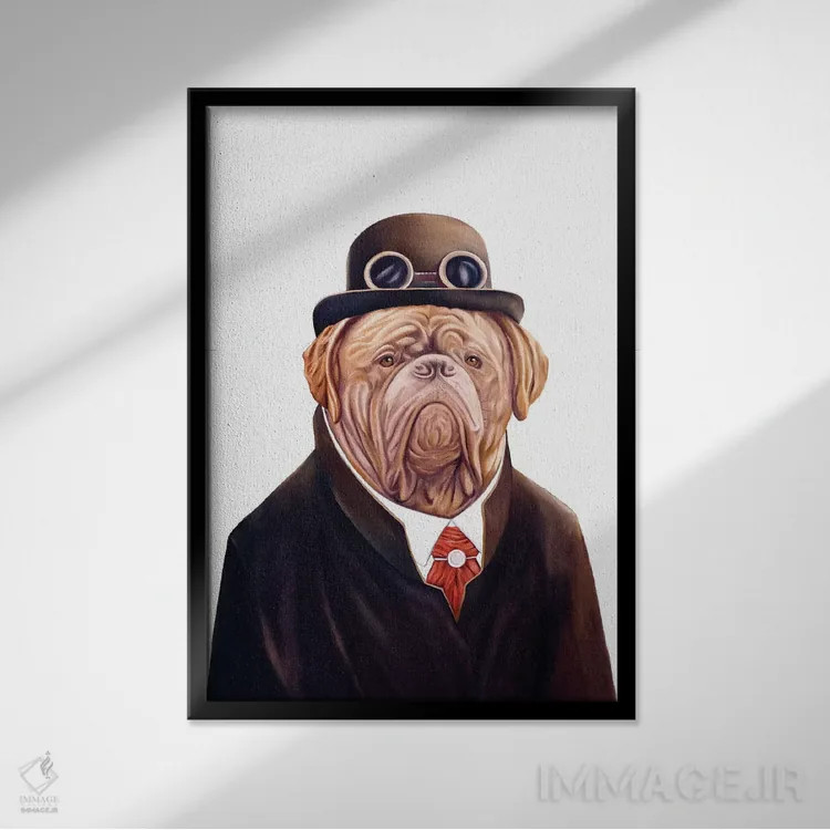 تابلو دوگ دو بوردو (نژاد سگ فرانسوی) اثر انیمال کرو (گروه هنری/نام هنری) - نمای قابدار مشکی