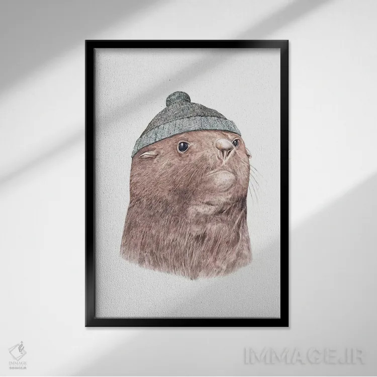 تابلو فک خزدار اثر انیمال کرو (گروه هنری/نام هنری) - نمای قابدار مشکی