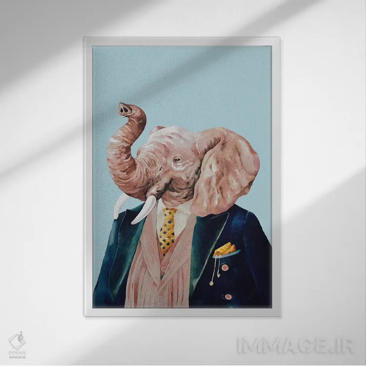 تابلو فیل اثر انیمال کرو (گروه هنری/نام هنری) - نمای قابدار سفید
