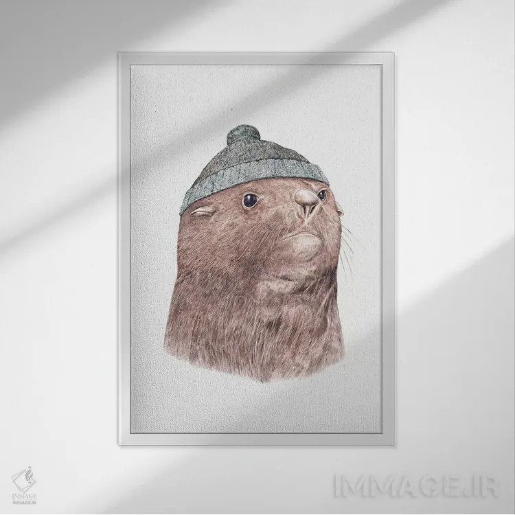 تابلو فک خزدار اثر انیمال کرو (گروه هنری/نام هنری) - نمای قابدار سفید