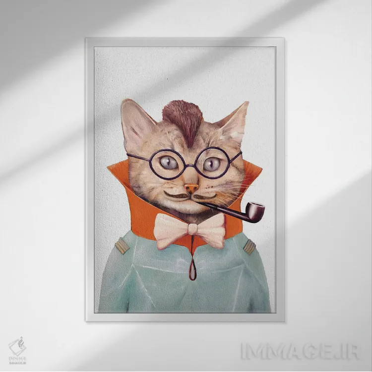 تابلو گربه خاص و متنوع اثر انیمال کرو (گروه هنری/نام هنری) - نمای قابدار سفید
