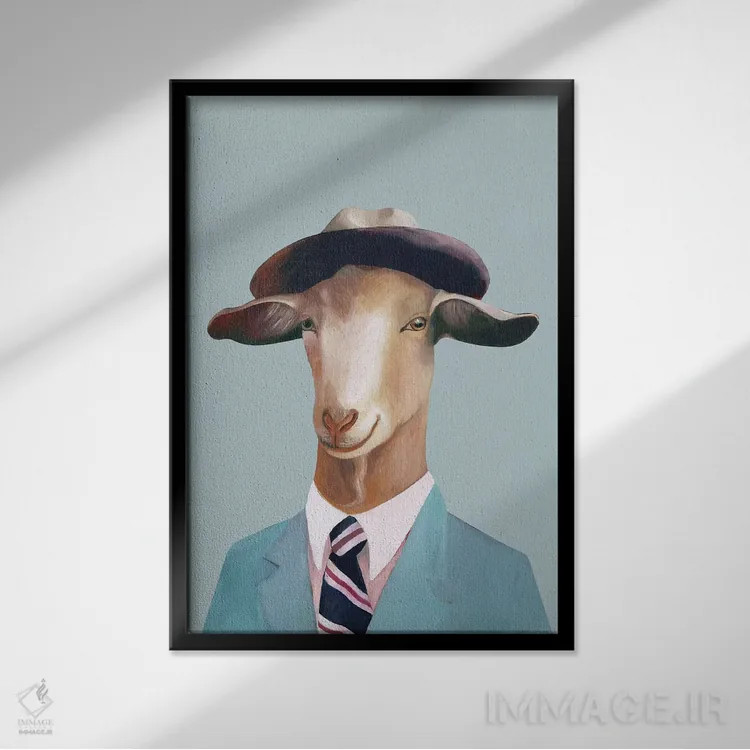 تابلو بز اثر انیمال کرو (گروه هنری/نام هنری) - نمای قابدار مشکی