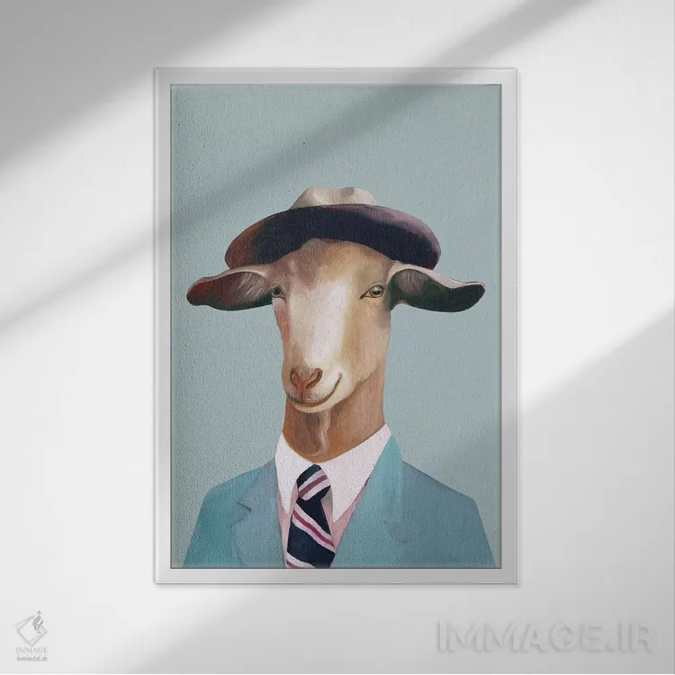 تابلو بز اثر انیمال کرو (گروه هنری/نام هنری) - نمای قابدار سفید