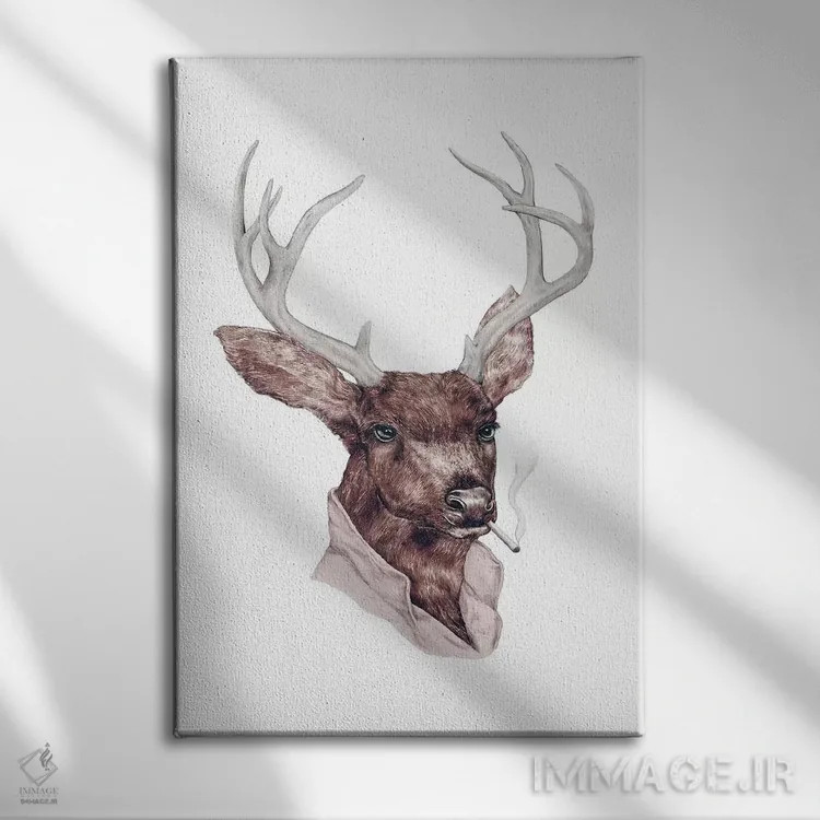 تابلو آهو/گوزن شرور اثر انیمال کرو (گروه هنری/نام هنری) - نمای روبهرو روی دیوار