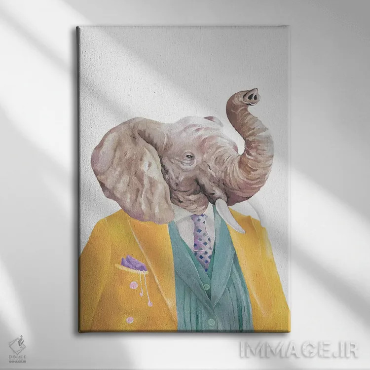 تابلو فیل با پوست طلایی اثر انیمال کرو (گروه هنری/نام هنری) - نمای روبهرو روی دیوار