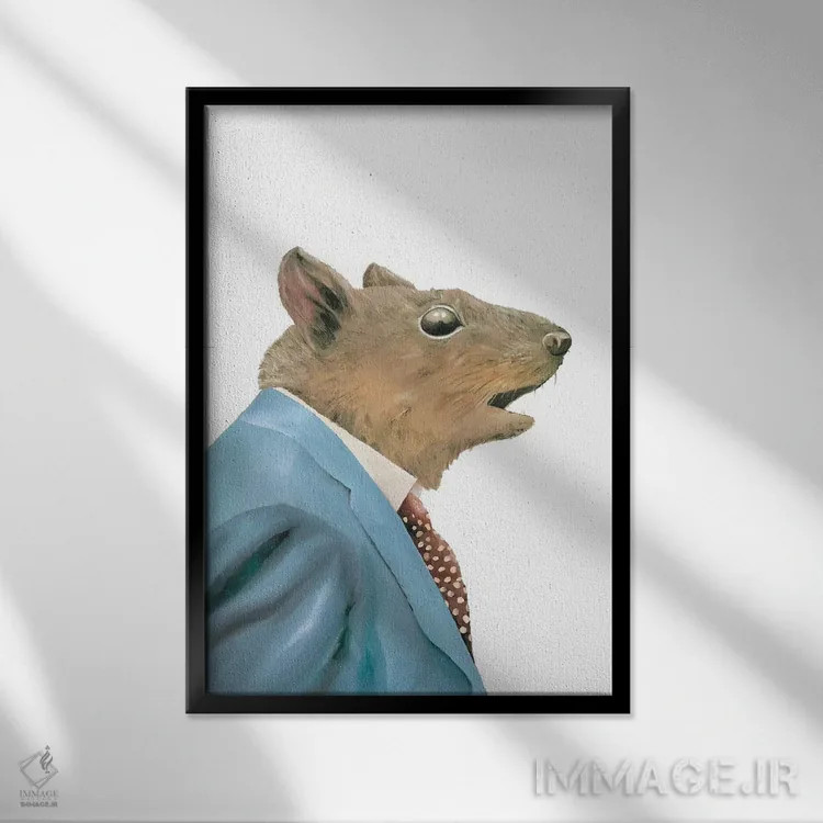 تابلو سنجاب خاکستری اثر انیمال کرو (گروه هنری/نام هنری) - نمای قابدار مشکی