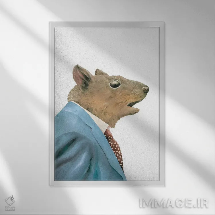 تابلو سنجاب خاکستری اثر انیمال کرو (گروه هنری/نام هنری) - نمای قابدار سفید