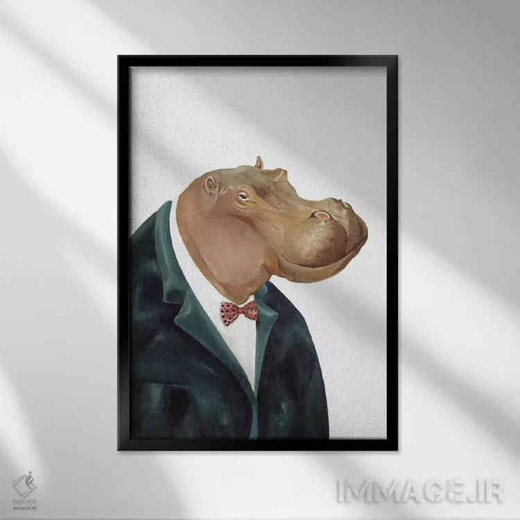 تابلو اسب آبی اثر انیمال کرو (گروه هنری/نام هنری) - نمای قابدار مشکی