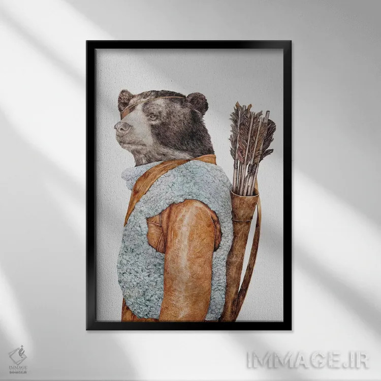 تابلو خرس شکارچی اثر انیمال کرو (گروه هنری/نام هنری) - نمای قابدار مشکی