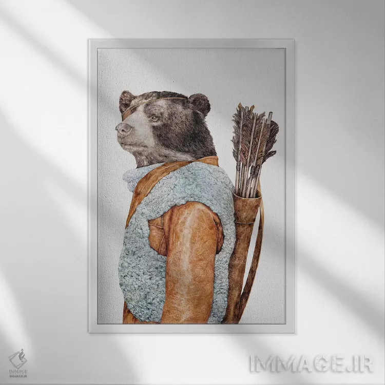 تابلو خرس شکارچی اثر انیمال کرو (گروه هنری/نام هنری) - نمای قابدار سفید