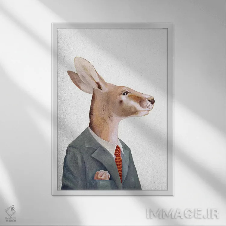 تابلو کانگورو اثر انیمال کرو (گروه هنری/نام هنری) - نمای قابدار سفید