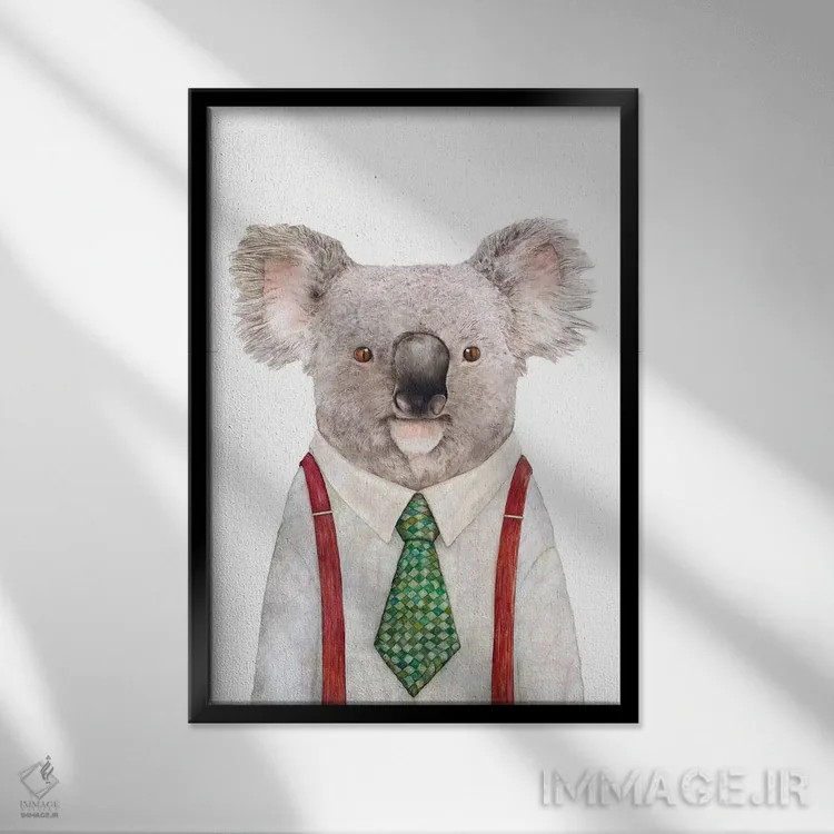 تابلو کوالا اثر انیمال کرو (گروه هنری/نام هنری) - نمای قابدار مشکی