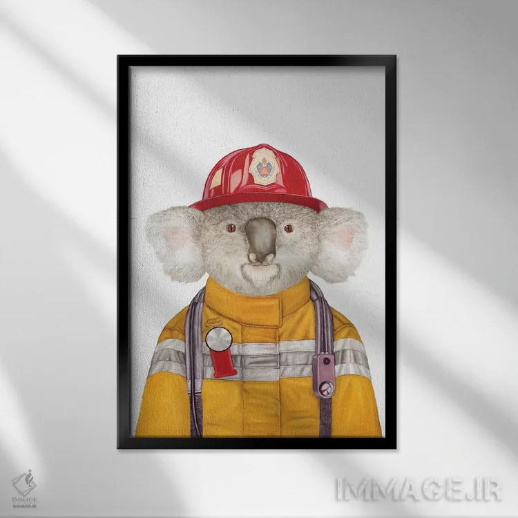 تابلو کوالای آتشنشان اثر انیمال کرو (گروه هنری/نام هنری) - نمای قابدار مشکی