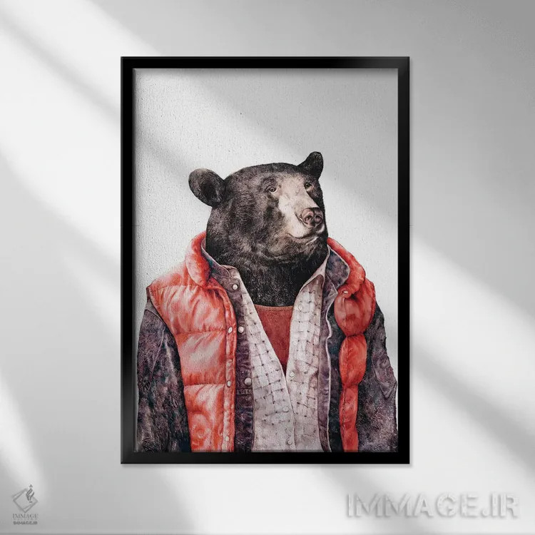 تابلو خرس سیاه اثر انیمال کرو (گروه هنری/نام هنری) - نمای قابدار مشکی