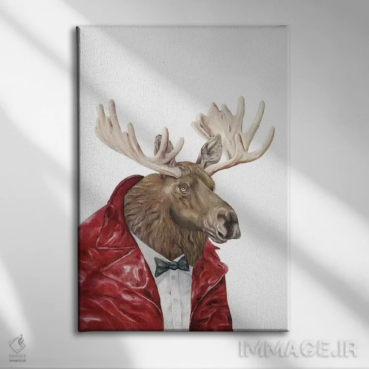تابلو گوزن شمالی با لباس چرمی اثر انیمال کرو (گروه هنری/نام هنری) - نمای روبهرو روی دیوار