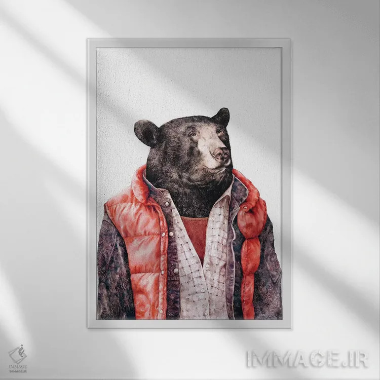تابلو خرس سیاه اثر انیمال کرو (گروه هنری/نام هنری) - نمای قابدار سفید