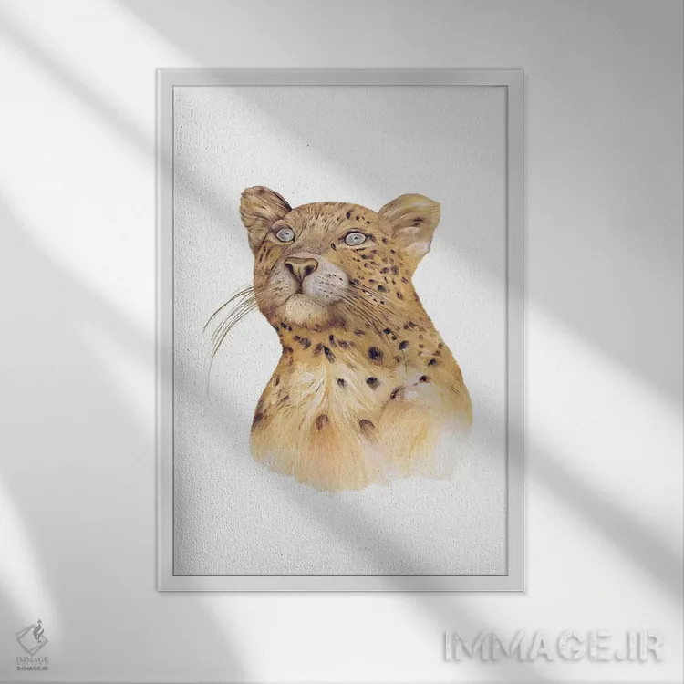 تابلو پلنگ اثر انیمال کرو (گروه هنری/نام هنری) - نمای قابدار سفید