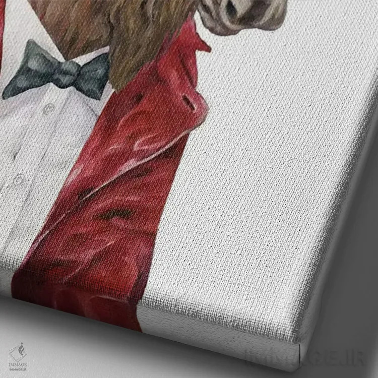 تابلو گوزن شمالی با لباس چرمی اثر انیمال کرو (گروه هنری/نام هنری) - نمای نزدیک بافت بوم