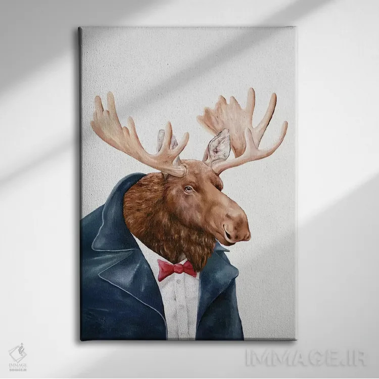 تابلو گوزن شمالی به رنگ سرمهای اثر انیمال کرو (گروه هنری/نام هنری) - نمای روبهرو روی دیوار