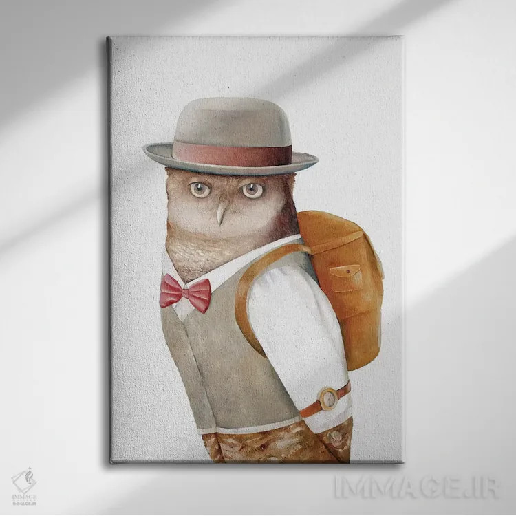 تابلو جغد مسافر اثر انیمال کرو (گروه هنری/نام هنری) - نمای روبهرو روی دیوار