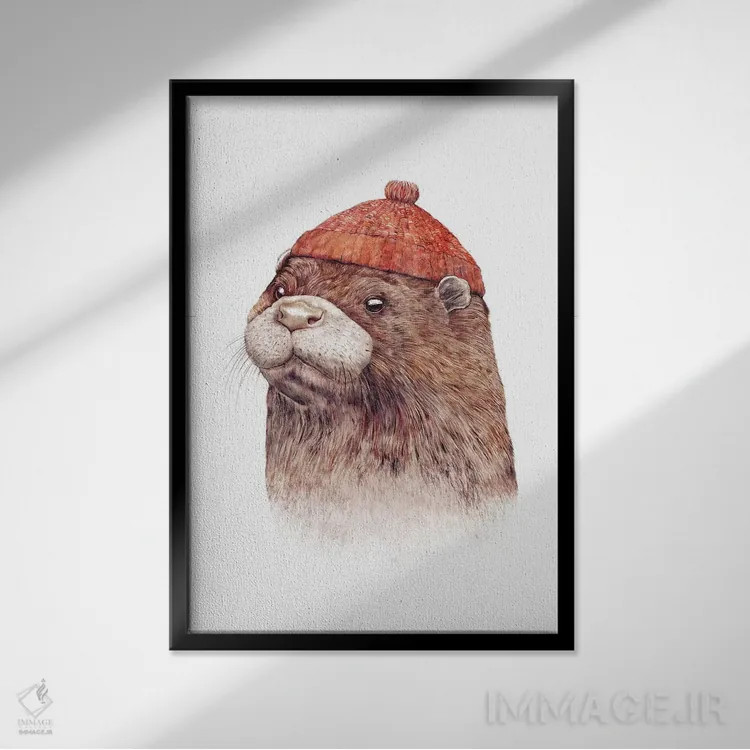 تابلو سمور آبی اثر انیمال کرو (گروه هنری/نام هنری) - نمای قابدار مشکی