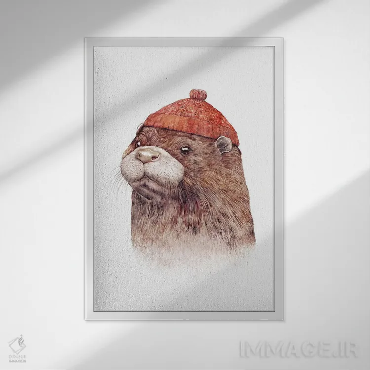 تابلو سمور آبی اثر انیمال کرو (گروه هنری/نام هنری) - نمای قابدار سفید