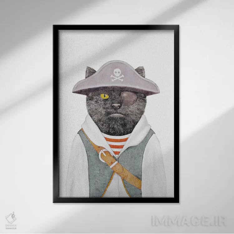 تابلو گربه دزد دریایی اثر انیمال کرو (گروه هنری/نام هنری) - نمای قابدار مشکی