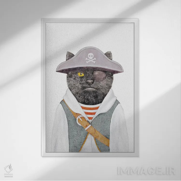 تابلو گربه دزد دریایی اثر انیمال کرو (گروه هنری/نام هنری) - نمای قابدار سفید