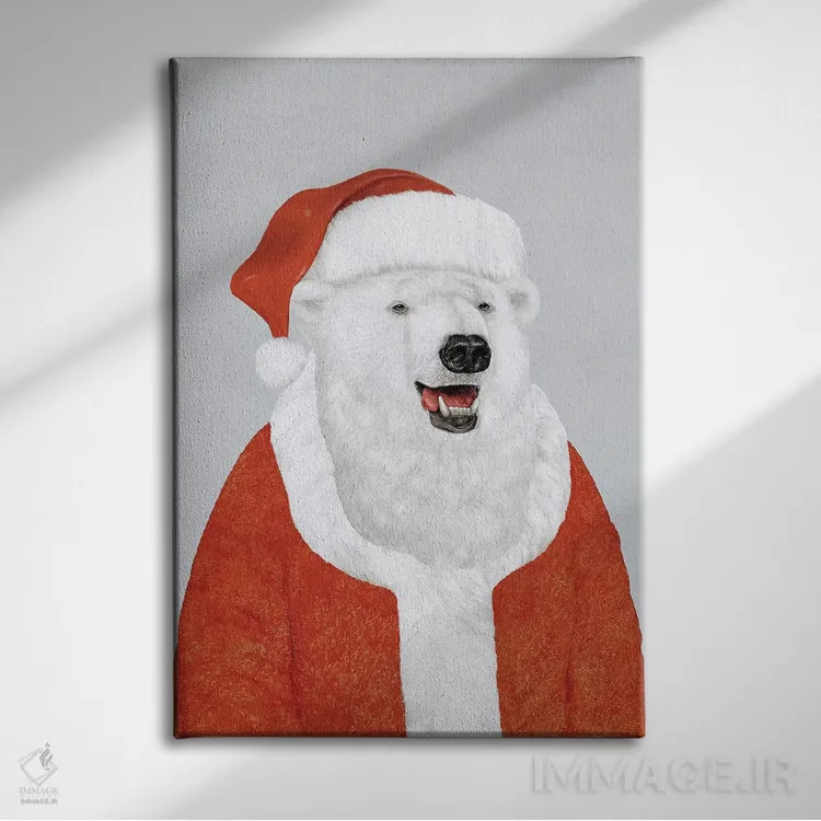 تابلو خرس قطبی بابانوئل اثر انیمال کرو (گروه هنری/نام هنری) - نمای روبهرو روی دیوار